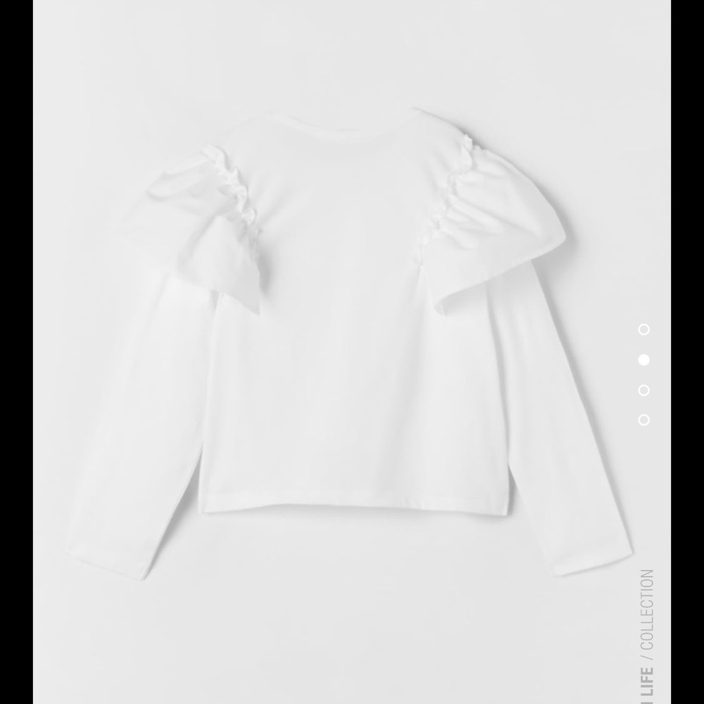 Zara White Ruffled Poplin Top - Picture 3 of 6